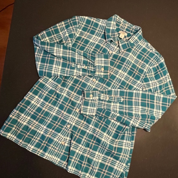 L.L. Bean Tops - LL Bean Teal Plaid Button-Up Shirt